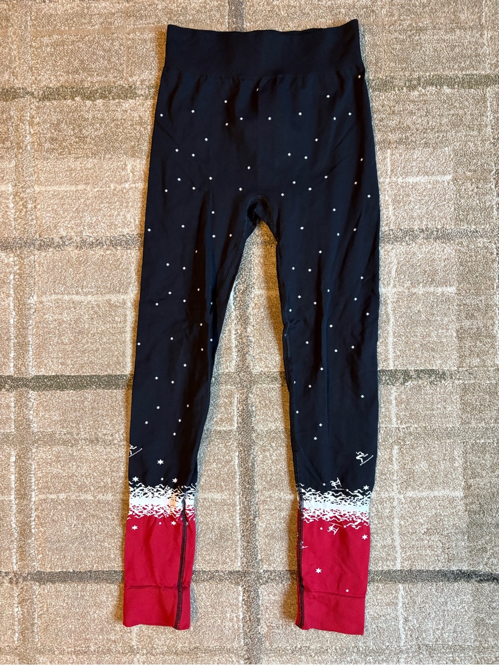 Sweaty Betty Fade Ski Base Layer Leggings  Black Red White Skiers Quick Dry XS